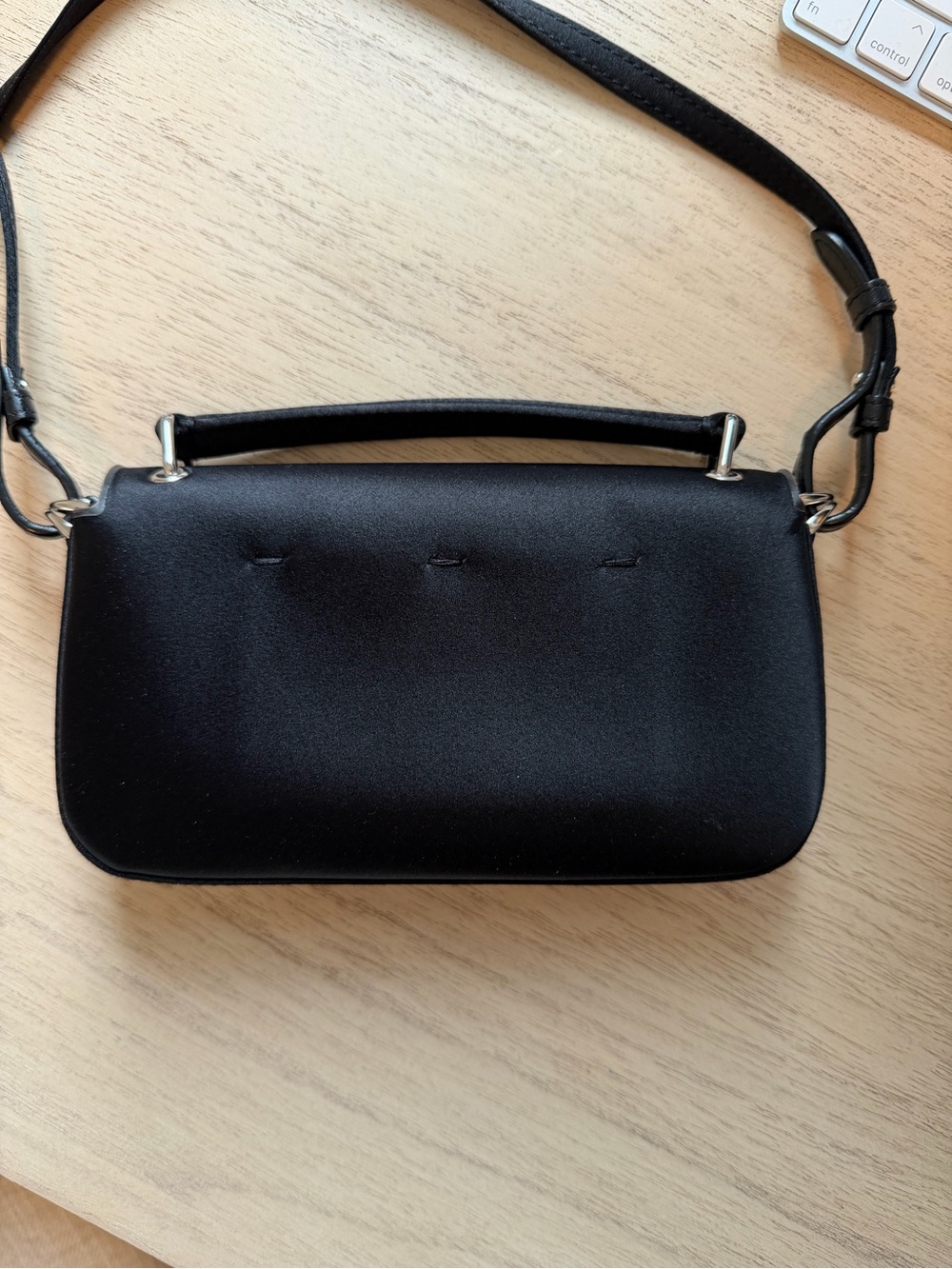 Fendi Mini Satin & Leather black purse silver hardware - Picture 3 of 12